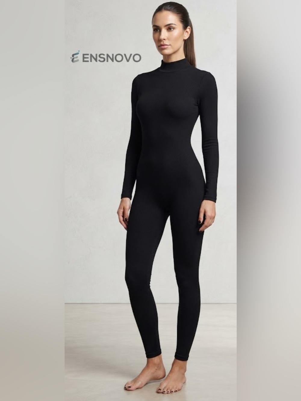 New Ensnovo Adult Spandex One Piece Unitard black Full Body Suit Costume sz XS